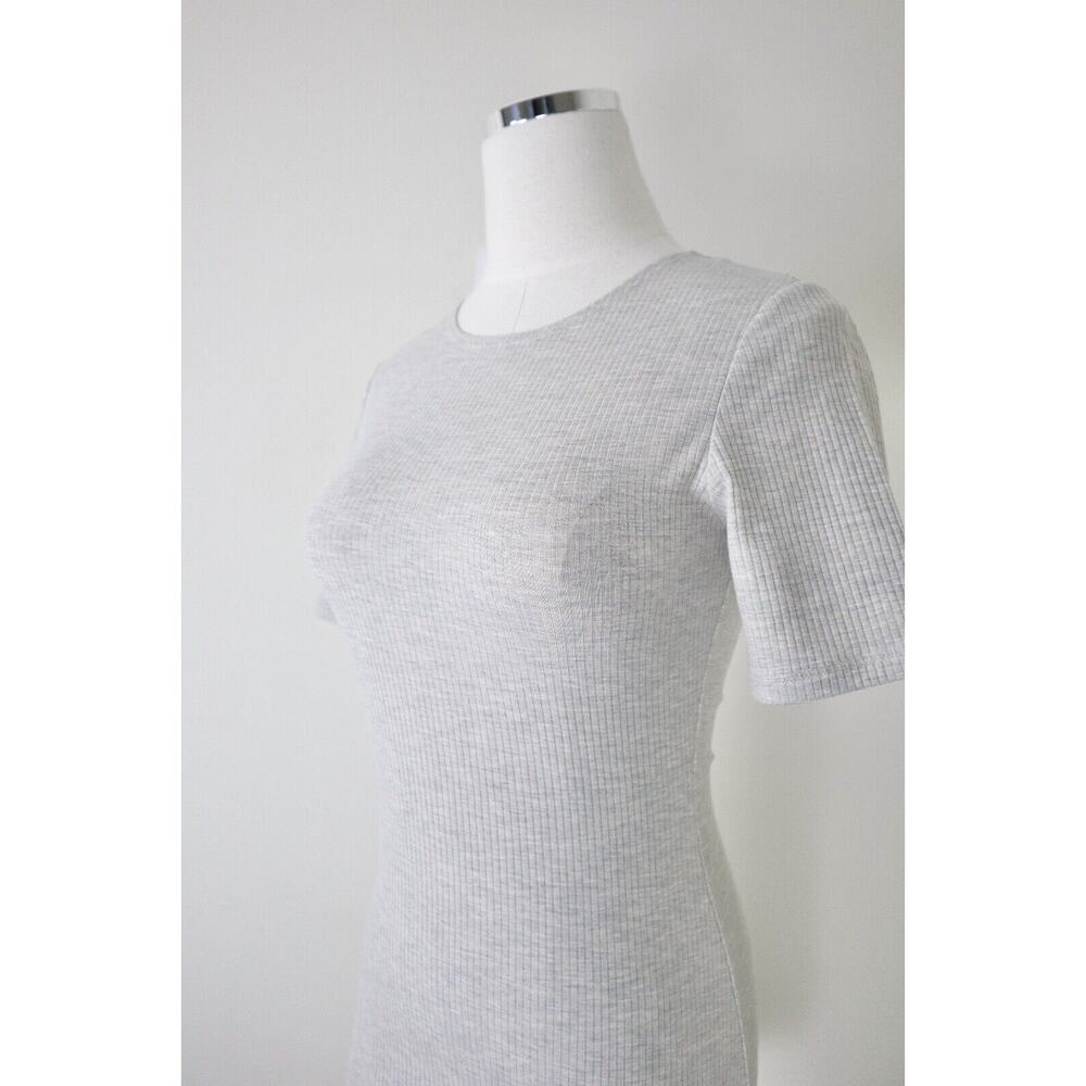 Reformation Size S Kendy Ribbed Short Sleeve Mini Dress Marble Gray Beige Heathe - Picture 6 of 13